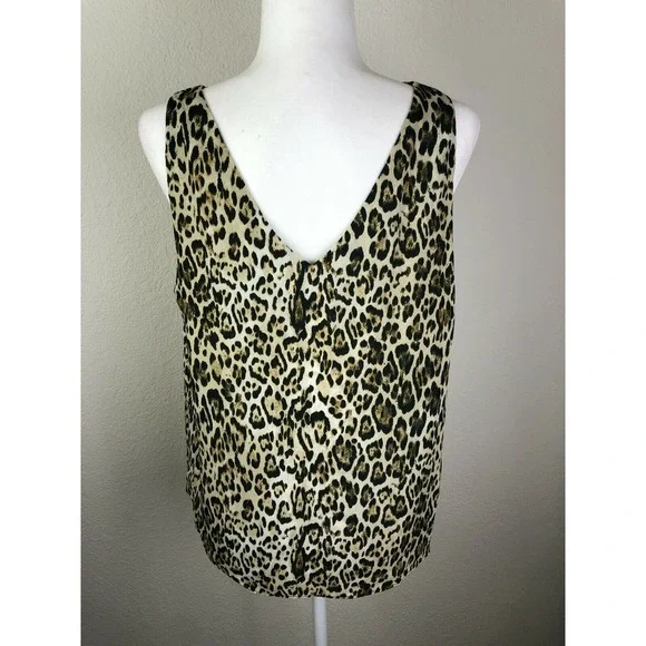 Leyden Womens Size Small Leopard Print V-Neck Blouse Sleeveless - Picture 6 of 9